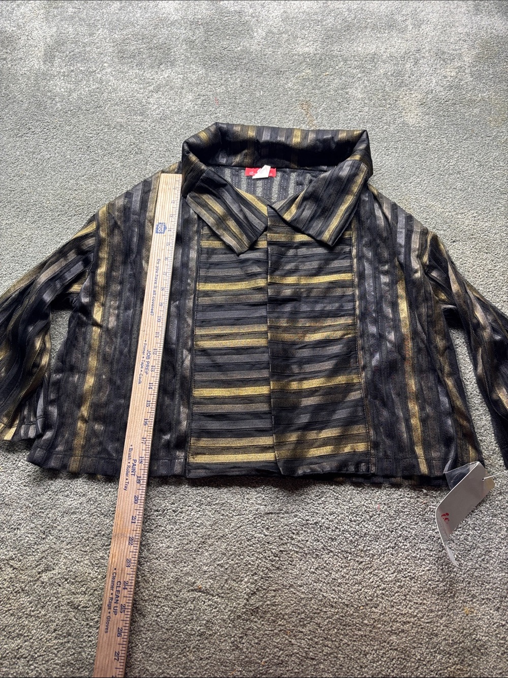 Ic collection women’s M Striped Button-Up Shirt in Black and Gold new